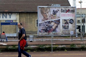 Affichage pour Green Blood sur les quais du RER